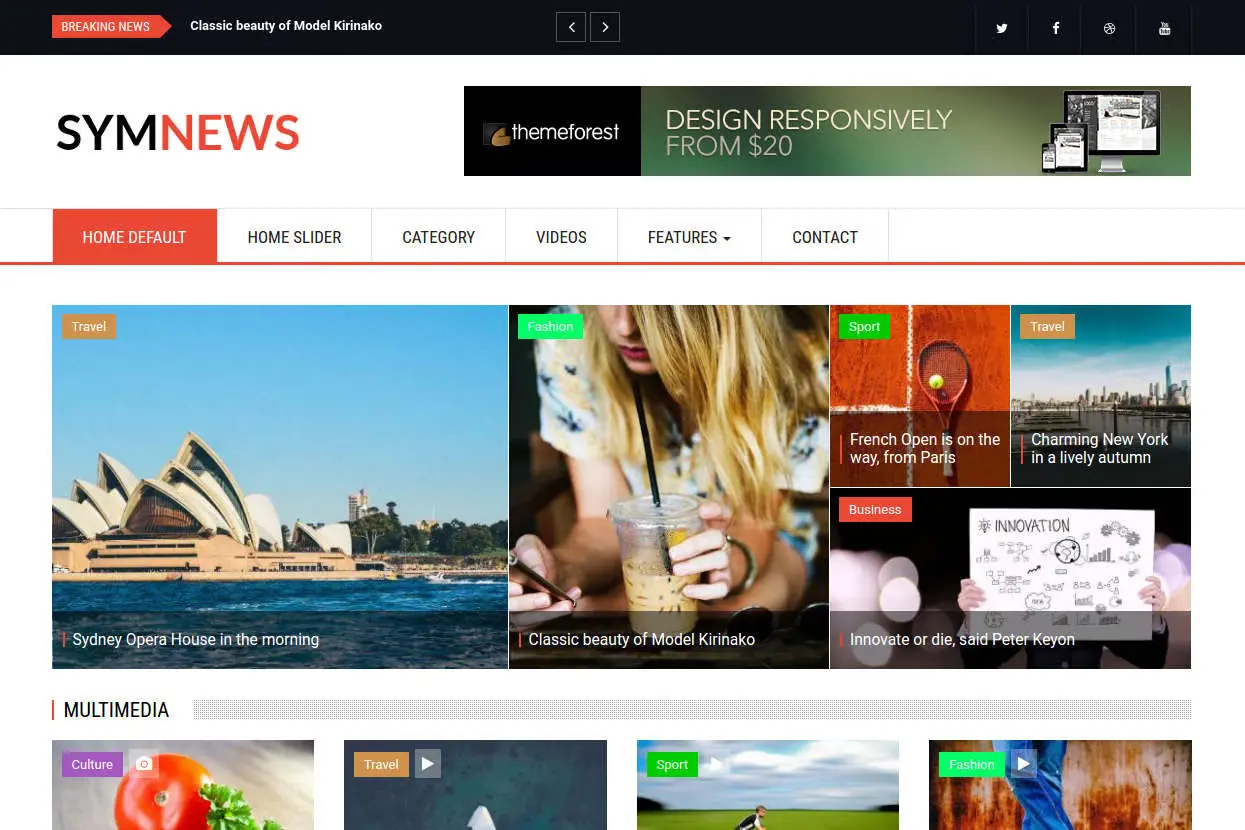 SymNews - News & Magazine Drupal 8 Theme