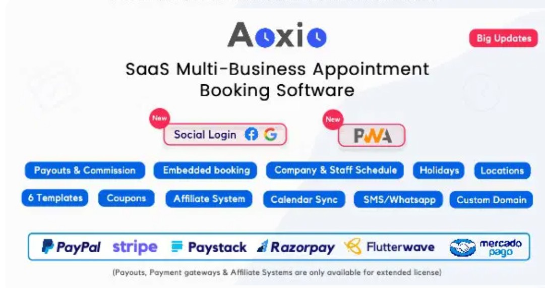 Aoxio- SaaS Multi-Business Service Booking Software