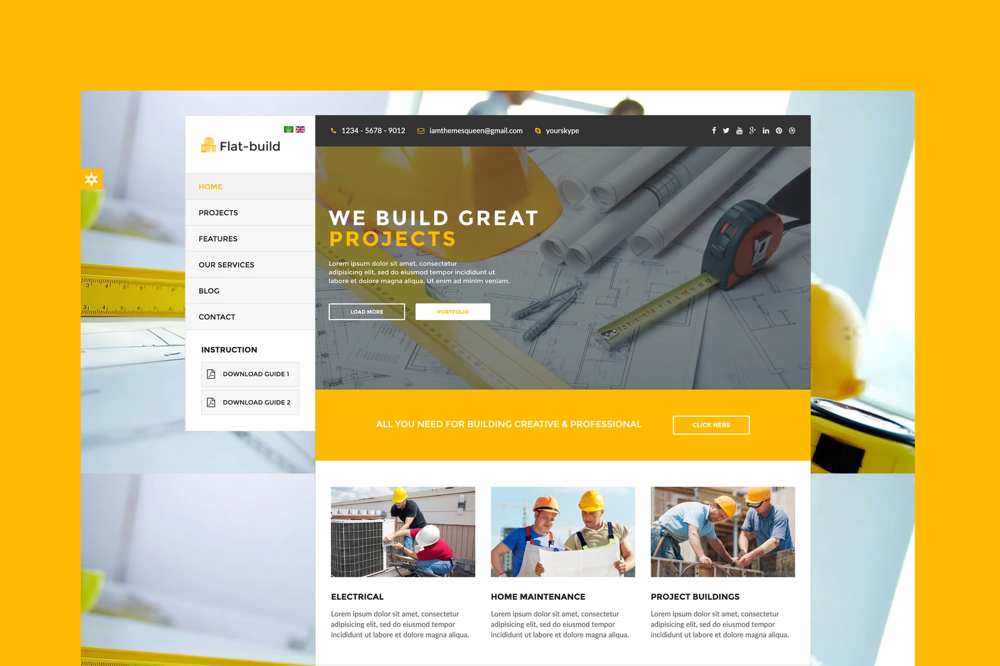 Flatbuild - Construction Joomla Template