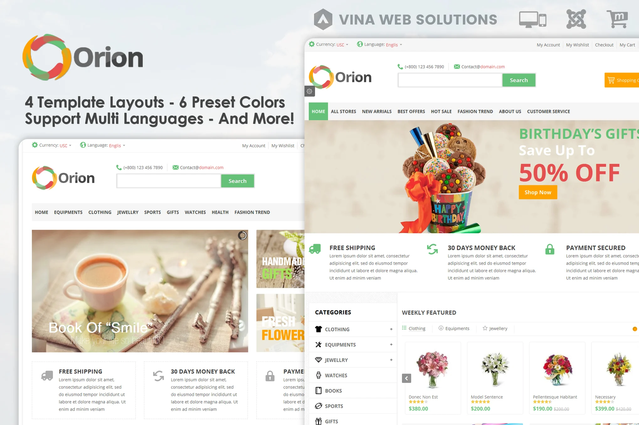 Orion Businesses & e-Commerce Joomla Template