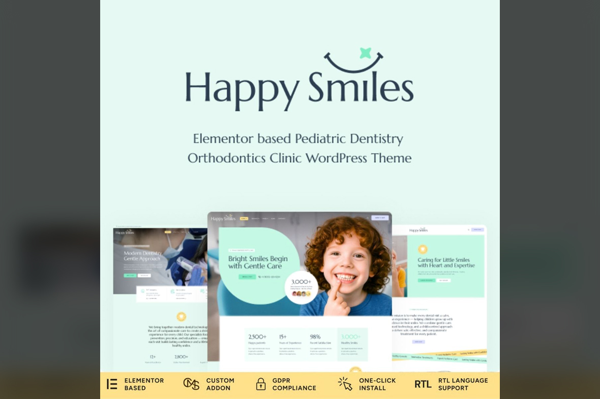 Happy Smiles – Pediatric Dental Clinic & Dentist WordPress Theme v1.0.1
