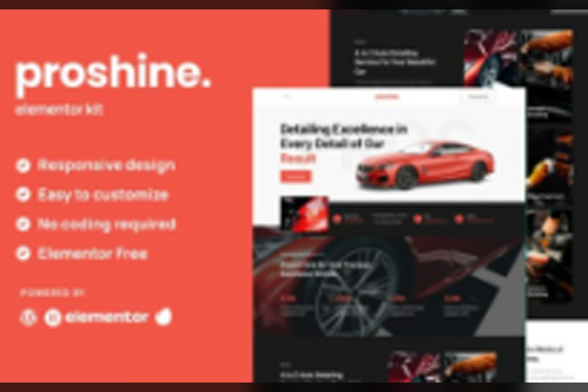 Proshine – Car Detailing and Auto Service Elementor Template Kit July 11, 2025