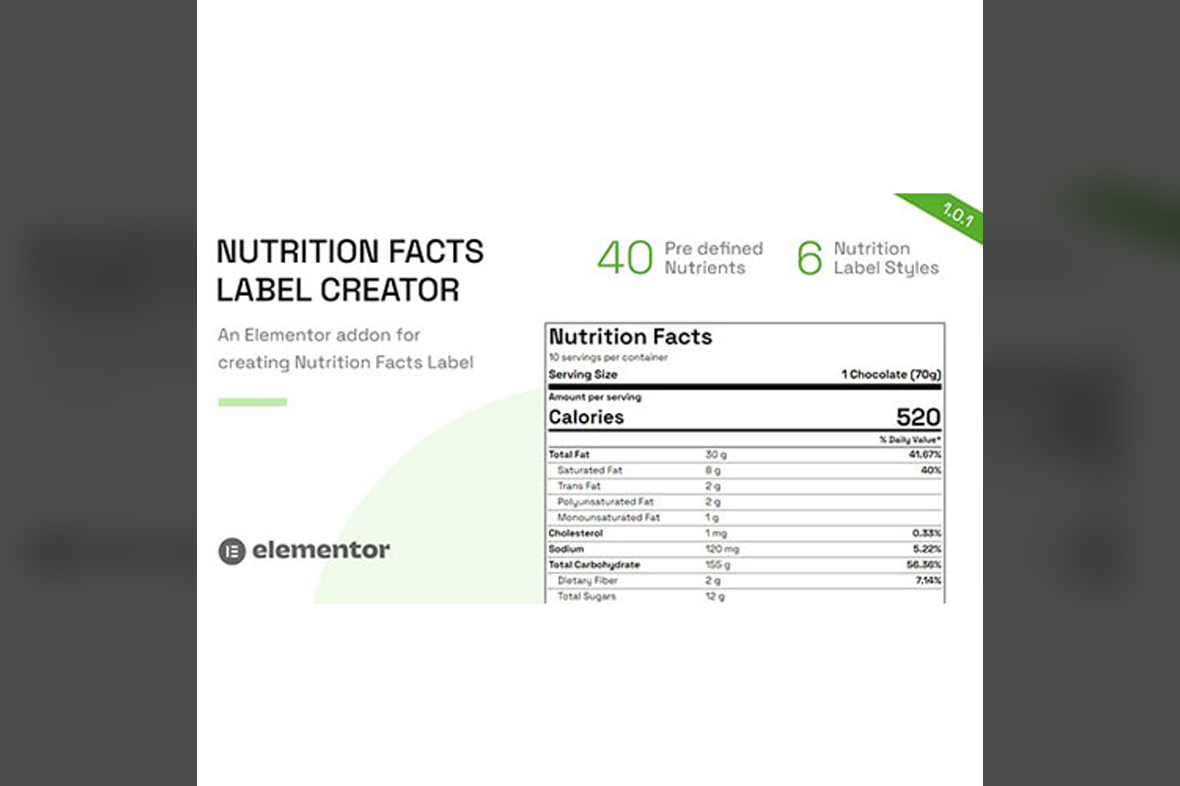 Nutrition – Facts Label Creator for Elementor v1.2.0