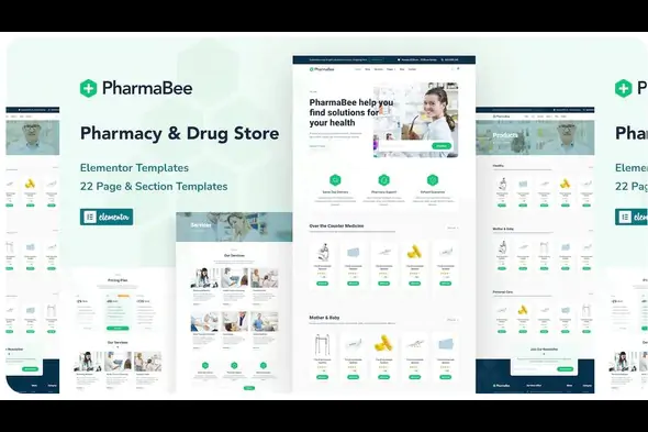 PharmaBee – Pharmacy & Drug Store Website Elementor Template Kit