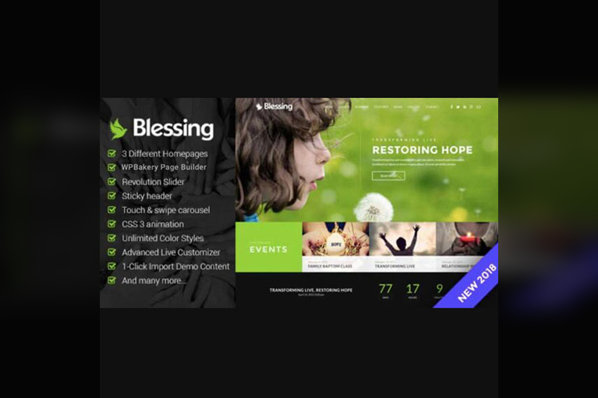 Blessing Responsive WordPress Theme for Church Websites v1.7.9
