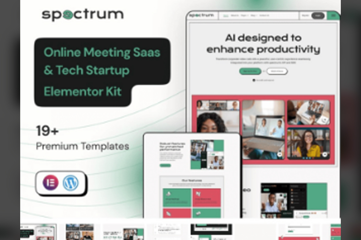 Spectrum – Online Meeting SaaS Elementor Pro Template Kit 3 March