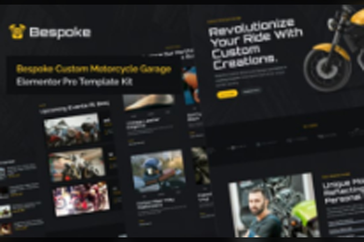 Bespoke – Custom Motorcycle Garage Elementor Pro Template Kit May 26, 2025