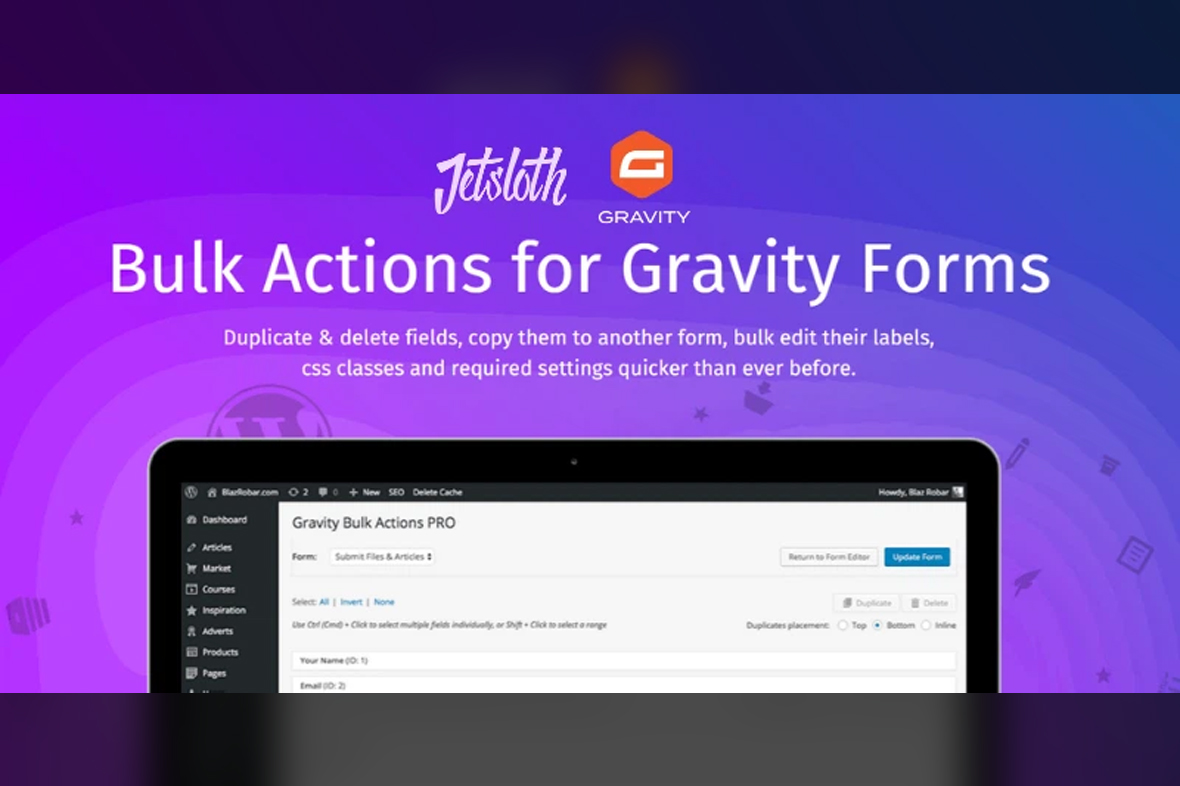 Jetsloth Gravity Forms Bulk Actions Pro v1.4.0