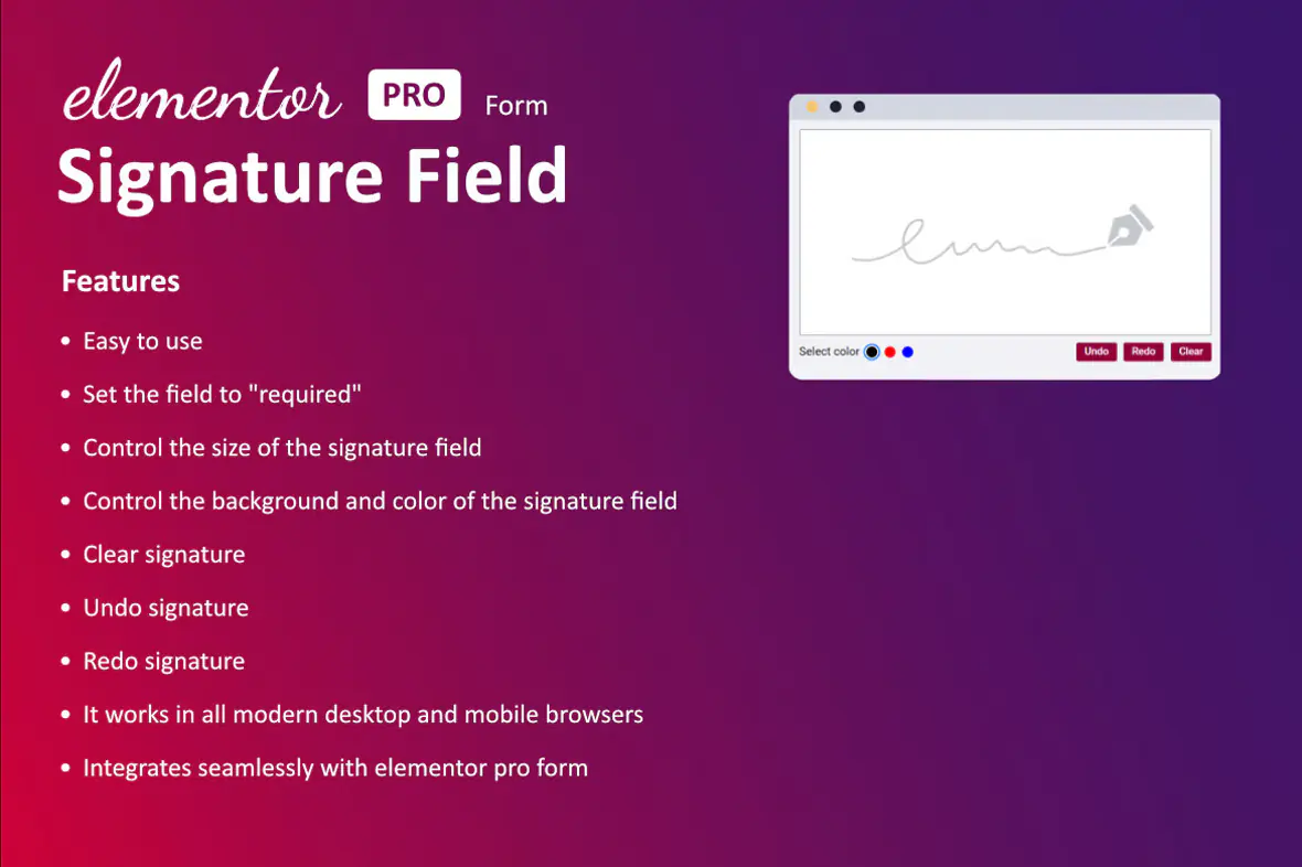 Signature Field for Elementor form