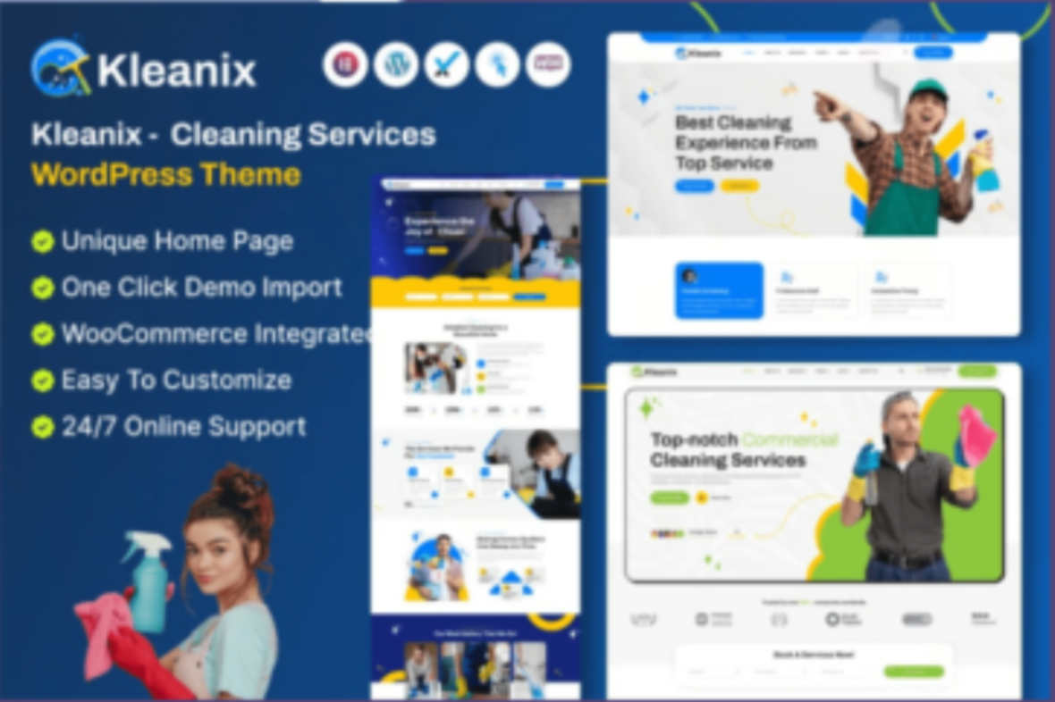 Kleanix – Cleaning Service WordPress Theme v1.0.1