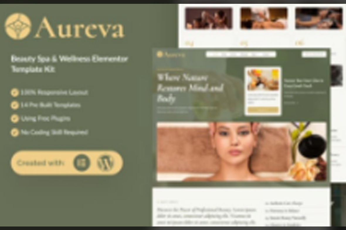 Aureva – Beauty Spa and Wellness Elementor Template Kit