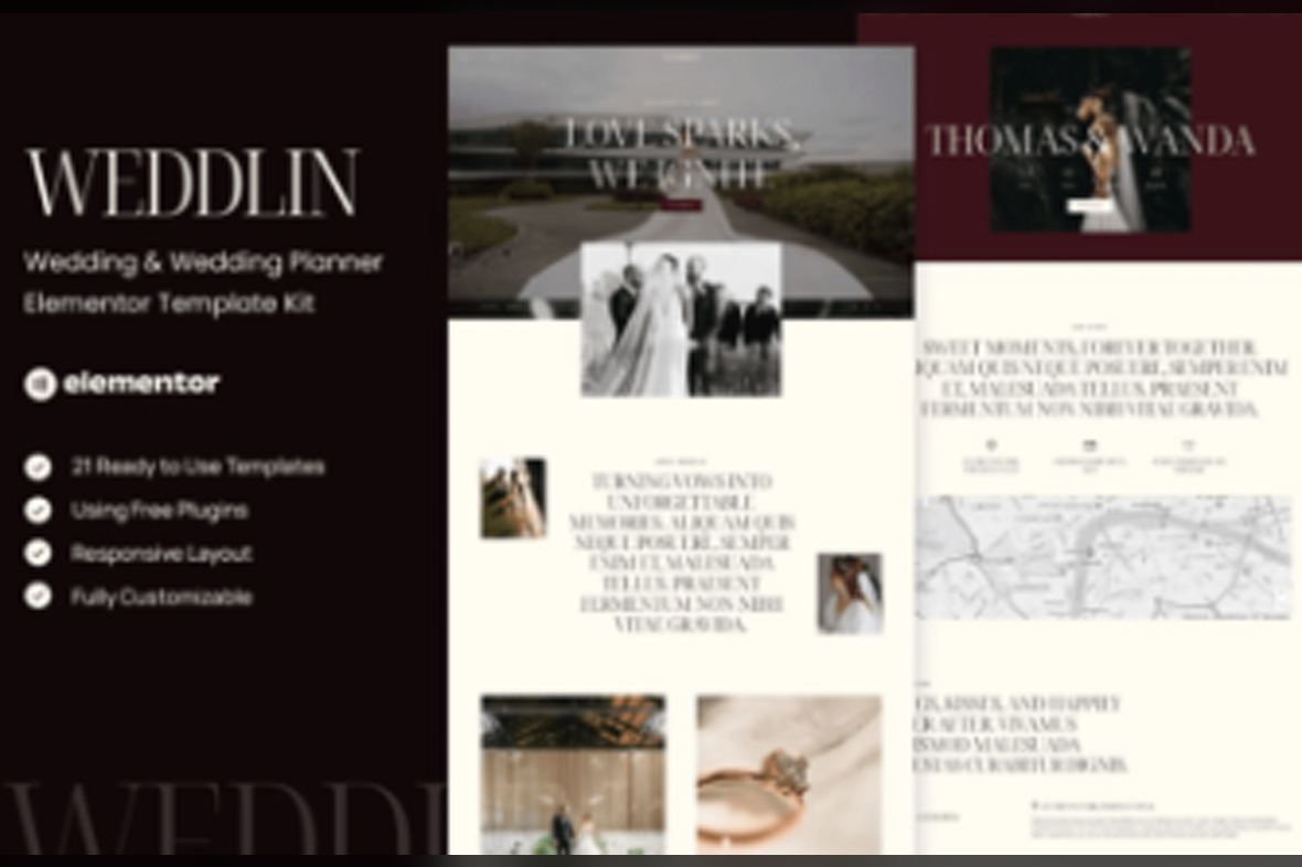 Weddlin – Wedding and Wedding Planner Elementor Template Kit Mar-15