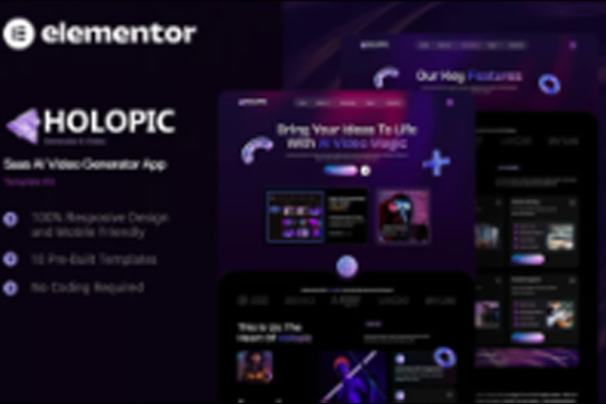 Holopic – Saas AI Generator App Elementor Template Kit June 25, 2025