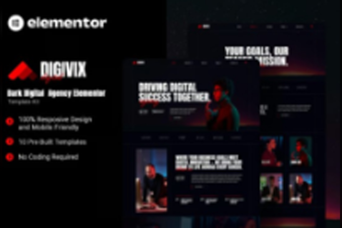Digivix – Dark Digital Agency Elementor Template Kit July 18, 2025
