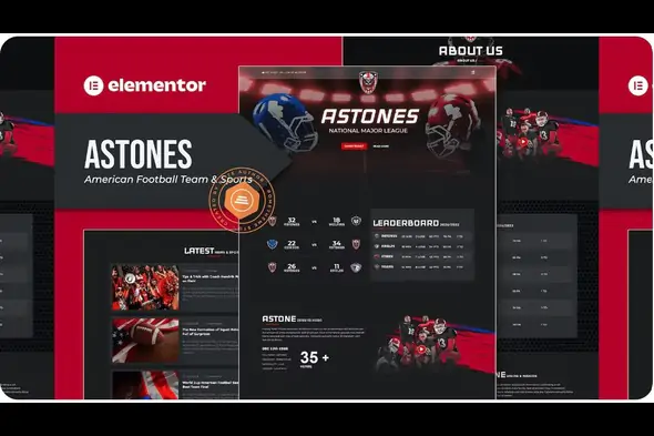 Astones – American Football Team & Sports Elementor Template Kit