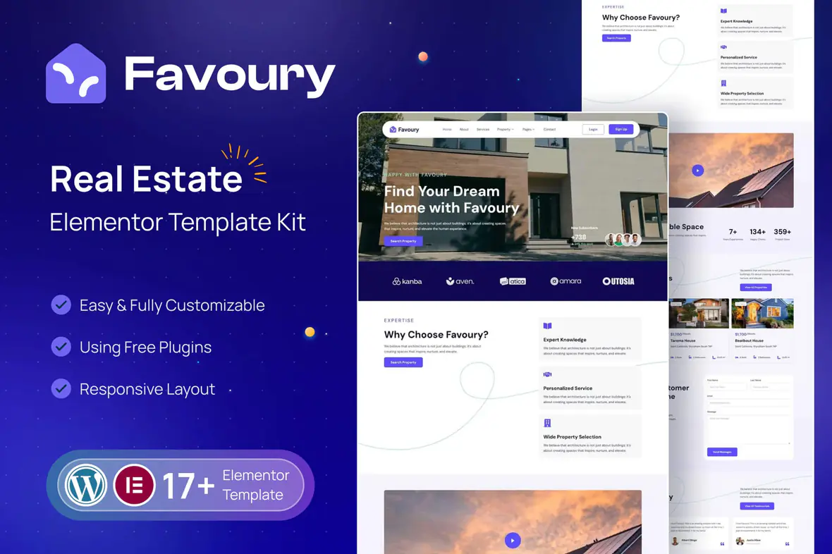 Favoury - Property Agency Elementor Template Kit