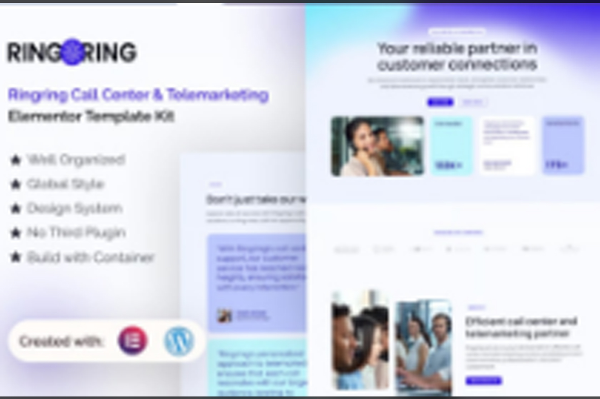 Ringring – Call Center and Telemarketing Elementor Pro Template Kit August 20, 2025
