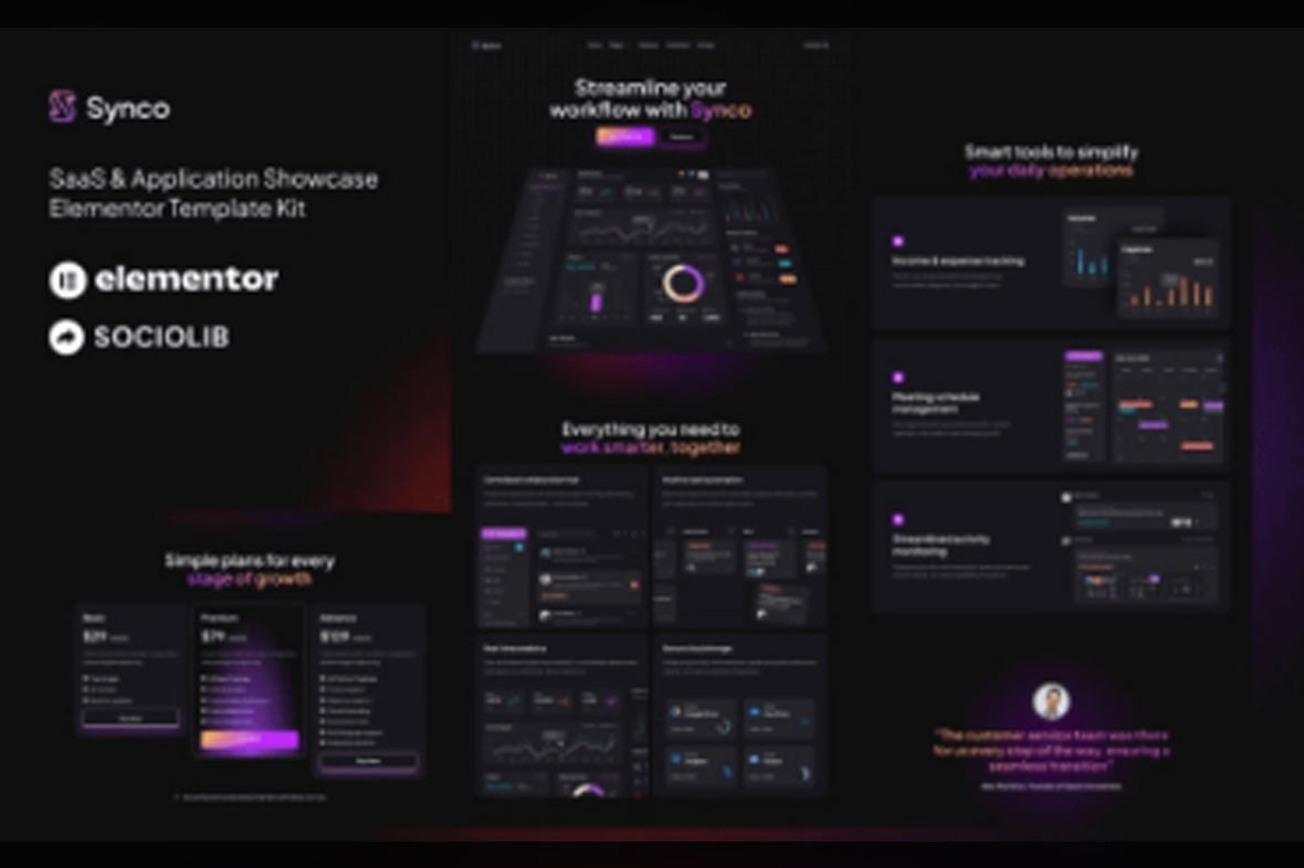 Synco – SaaS and Software Showcase Elementor Template Kit 3 March