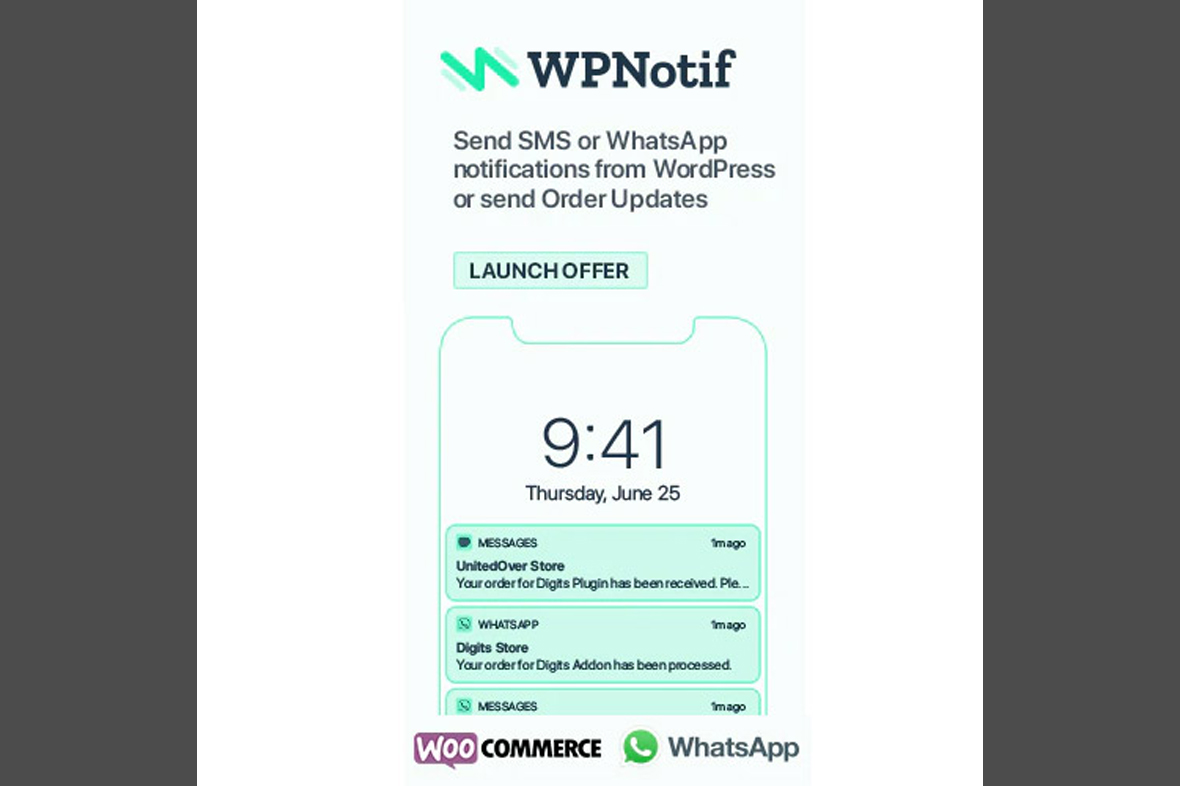 WPNotif WordPress SMS & WhatsApp Message Notifications v3.0.2.1