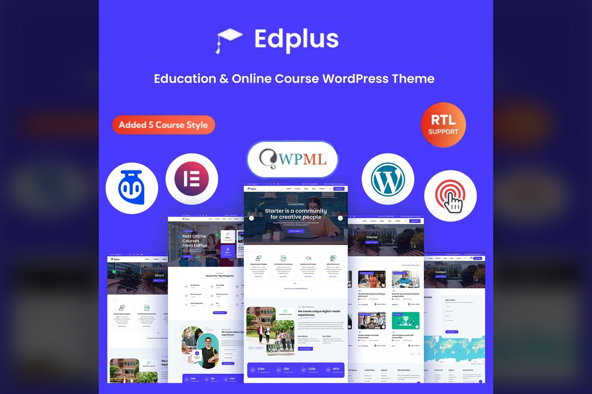 Edplus – Education & Online Course WordPress Theme + RTL v1.1.3
