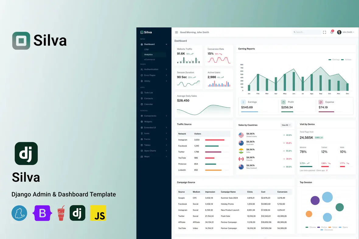 Silva - Django & HTML Admin Dashboard Template