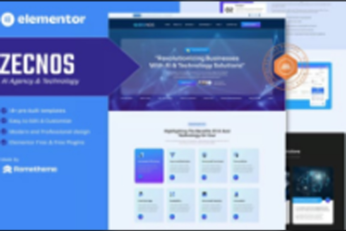 Zecnos – AI Agency and Technology Elementor Template Kit July 9, 2025
