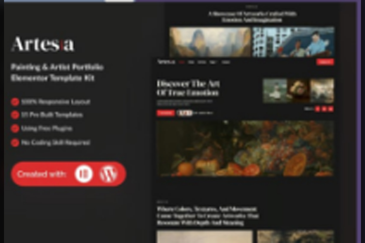 Artesia – Painting and Artist Elementor Template Kit November 22, 2025