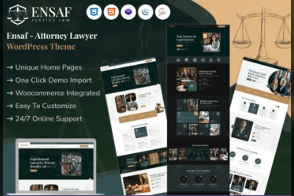 Ensaf – Attorney Lawyer WordPress Theme v1.0.0