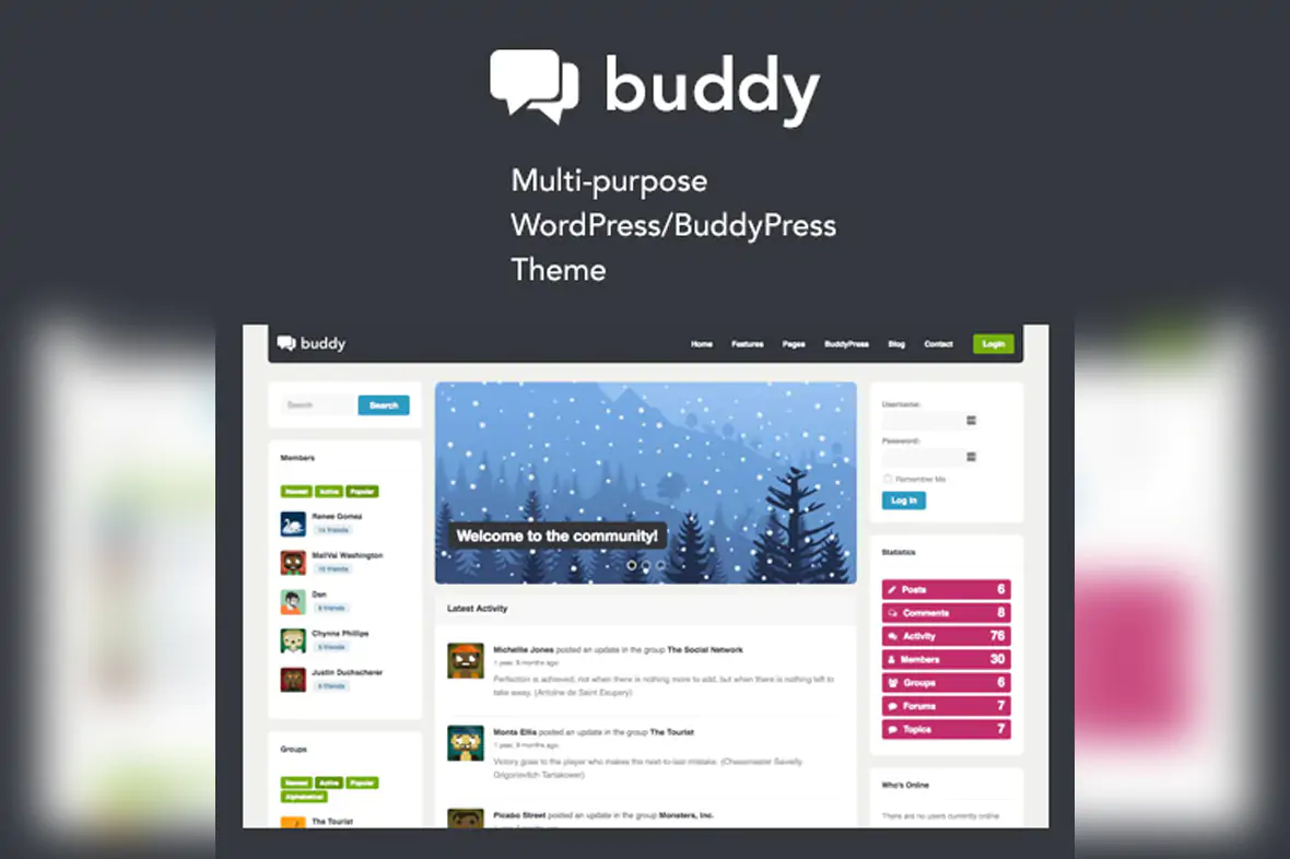 Buddy Simple WordPress & BuddyPress Theme