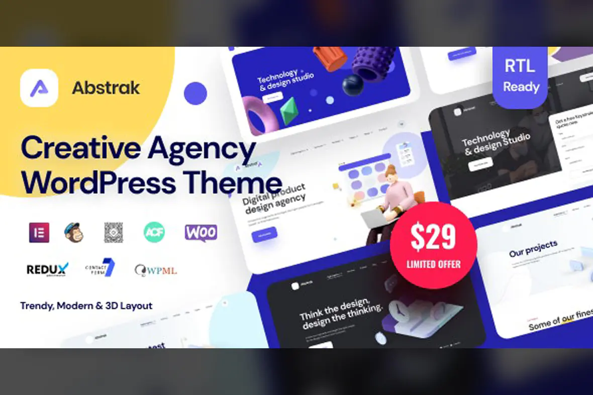 Abstrak - Creative Agency WordPress Theme v1.5.2