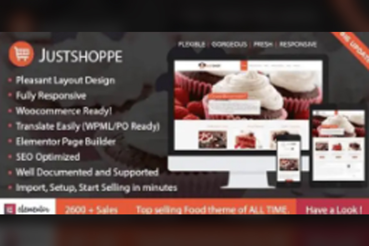 Justshoppe Elementor Cake Bakery Theme v13.1
