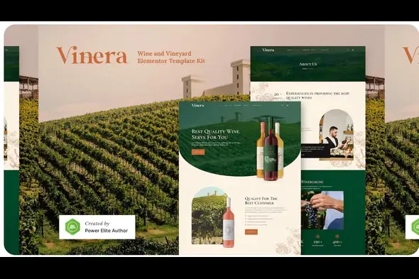 Vinera – Wine & Vineyard Elementor Template Kit