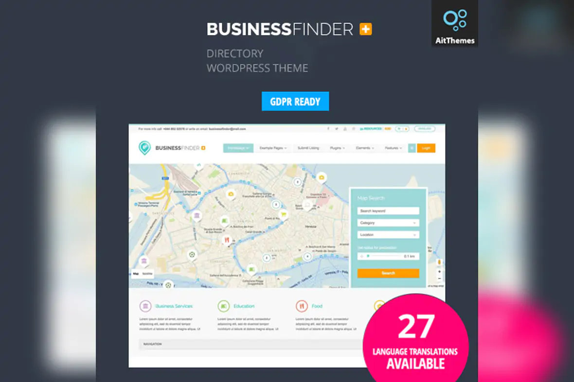 Business Finder Directory Listing WordPress Theme