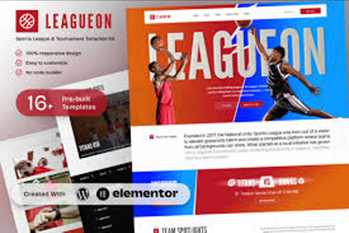 Leagueon – Sports League and Tournament Elementor Template Kit August 19, 2025