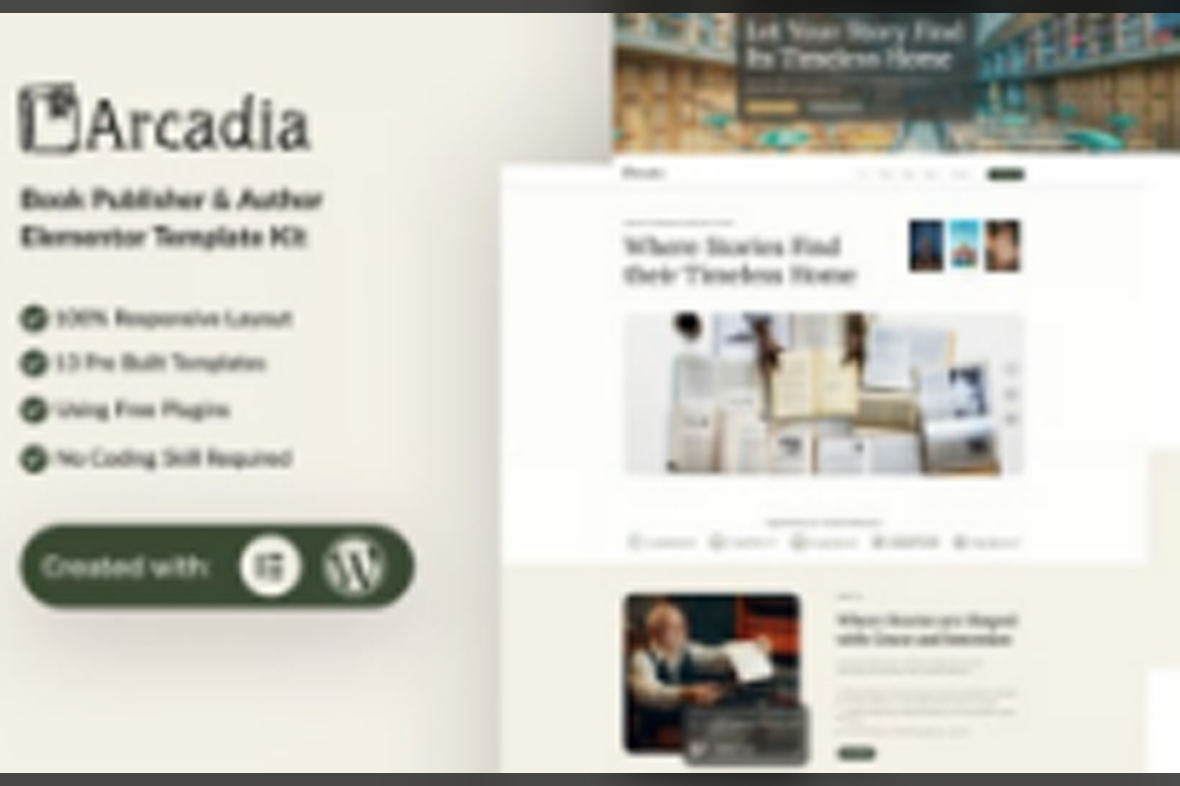 Arcadia – Book Publisher and Author Elementor Template Kit December 14, 2025