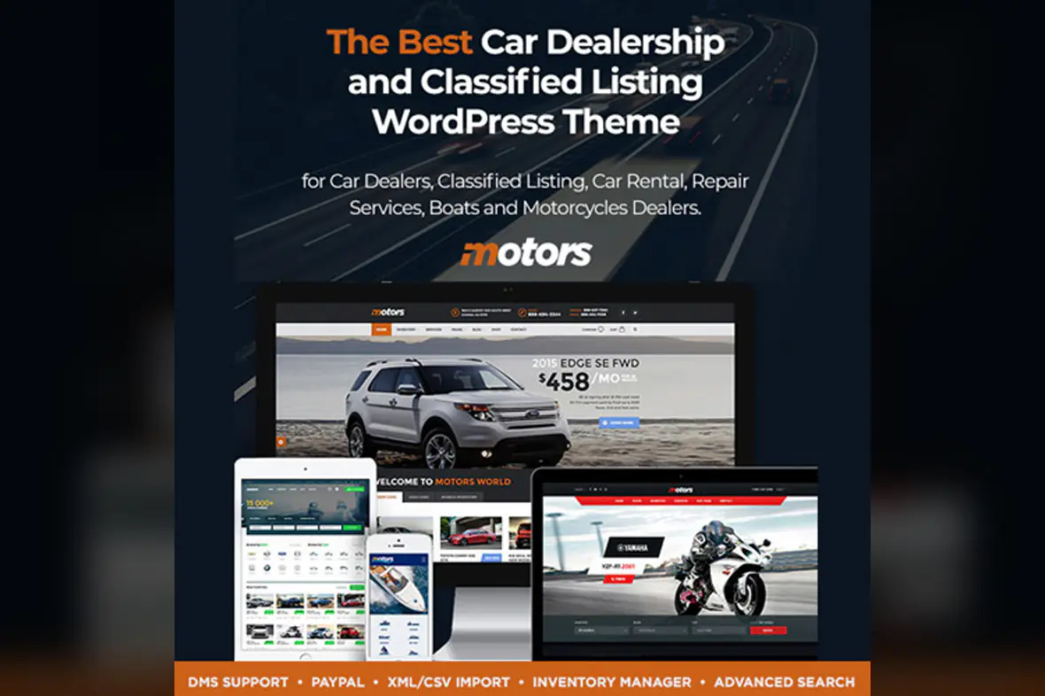 Motors – Automotive, Car Dealership, Car Rental, Auto, Classified Ads, Listing WordPress Theme v5.6.